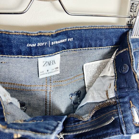 NWT Zara Kids Straight Fit Denim Dark Rinse Size 8 - Picture 7 of 8